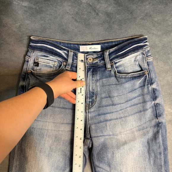 KanCan Mid Rise Distressed Straight Jeans Women’s 5/26 Blue Denim 28x26.5 - Picture 5 of 16